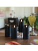 MARELIDA 4er Set LED Kerzenset Rustik Optik Echtwachs flackernd H: 15cm in schwarz