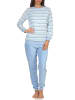 NORMANN Frottee Pyjama langarm Bündchen Streifen - 49893 in hellblau