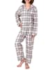 NORMANN Flanell Pyjama langarm Schlafanzug kariert Knopfleiste - 50388 in rosa