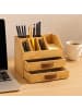 relaxdays Schreibtisch Organizer in Natur/Braun - (B)24 x (H)19 x (T)14 cm