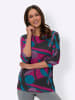 Sieh an! Longshirt in schwarz-magenta-bedruckt