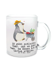 Mr. & Mrs. Panda Glas Pinguin Gartenarbeit mit Spruch in Transparent