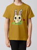 wat? Apparel T-Shirt Osterhase mit Blumen in Ocker