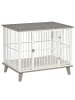 Pawhut Hundekäfig Weiß+Grau 86B x 60T x 70H cm