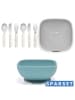 MiaMia 8-tlg. Esslern-Set - 2 Silikon-Schalen in blue,gray