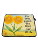Mr. & Mrs. Panda Laptop Hülle Blume Sonnenblume Design mit Spruch in Weiß