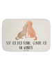 Badezimmerteppich Hunde Liebe mit Spruch in Weiß