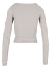 Urban Classics Urban Classics Ladies Glitter Square Neck Longsleeve in whitesand