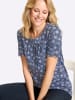 Sieh an! Longshirt in taubenblau-marine-bedruckt