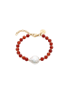 PURELEI Armband Red Achat Pearl Gold