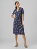 Vero Moda Midi Blusen Kleid Kurzarm Tunika Dress VMVICA in Navy