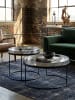 KADIMA DESIGN Couchtisch | 2er Set, Silber/Schwarz, Tablett, Rund in Silber