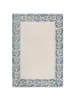 KADIMA DESIGN Teppich Kurzflor Unifarben, Floral Bordüre, Wohnzimmer in Blau-Beige