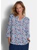 GOLDNER Kurzgröße:  Viskosebluse mit floralem Muster in blau / gemustert
