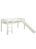 Homestyle4u Kinderbett 90x200 mit Lattenrost, Matratze und Rutsche in Weiß