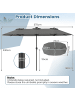 COSTWAY Doppelsonnenschirm 375x200cm mit LED-Solar-Beleuchtung in Grau