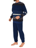 NORMANN Frottee Schlafanzug Pyjama langarm Bündchen StreifenLook - 75426 in blau