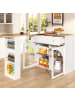 ABRIHOME Ausziehbarer Bartisch mit Stauraum in Weiß - Sideboardschrank mit Glas