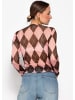 SASSYCLASSY Mesh Langarmshirt mit Rautenmuster in Rosa