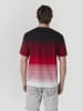 KOROSHI Crew baumwolle gestripte block t-shirt in rot