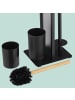 relaxdays WC Garnitur in Schwarz/ Natur - (B)21 x (H)65 x (T)18 cm