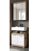 Inn.Furn Badmöbel-Set weiß Hochglanz, Eiche 2-teilig 60 cm mit viel Stauraum