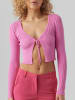 Vero Moda Gerippte Strickjacke Langarm mit Schleife VMGLORY in Rosa