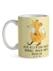 Mr. & Mrs. Panda Kaffeetasse Fuchs Beinprothese mit Spruch in Gelb Pastell