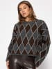 SASSYCLASSY Oversize Strickpullover mit Rautenmuster in Grau