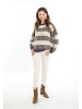 VIRITA Women Strick Pullover in Anthrazit Beige Mehrfarbig