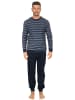 NORMANN Frottee Schlafanzug lang Bündchen Pyjama Streifen - 51686 in marine