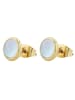 Adeliás Damen Ohrringe – Ohrstecker aus Edelstahl mit Perlmutt in gold