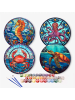 ARTNANAS 
PVC-Tischset Malen nach Zahlen 4er Set-"Unterwasserwelt" 20cm