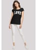 F4NT4STIC Extended Shoulder T-Shirt Love University Valentinstag Herz in schwarz