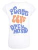 F4NT4STIC Extended Shoulder T-Shirt Peace Love and Open Mind in weiß