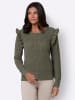 Sieh an! Rundhals-Pullover in khaki-meliert
