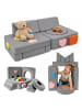 relaxdays 18tlg. Kinder-Spielsofa Set "Velours" in Grau - (B)130 x (H)40 x (T)65 cm