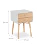 relaxdays Nachttisch in Weiß/ Natur - (B)40 x (H)60 x (T)40 cm