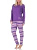 NORMANN Normann Damen langarm Schlafanzug Pyjama in wunderschöner Optik - 88770 in lila