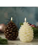 MARELIDA LED Kerze Tannenzapfen Echtwachs H: 15,5cm in creme