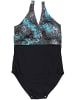 Aquarti Damen Badeanzug Bauchweg Sport  Bademode  Neckholder V-Ausschnitt in schwarz/blau