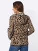 Sieh an! Fleece-Jacke in camel-schwarz-bedruckt