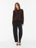 Vila L/S Flounce Knit Pullover in Coffee Bean
