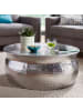 KADIMA DESIGN Orient Couchtisch handgefertigt, Hammerschlag-Aluminium, großzügig in Silber