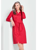 GOLDNER Kurzgröße:  Elegantes Hemdblusenkleid mit Bindegürtel in rot