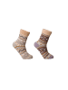 Yuhu Kuschelsocken Damen 2er Pack Baumwolle Norweger-Muster in Beige