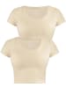 Janice 2 x Damen crop T-Shirt Nantes in Beige