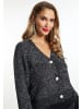 faina Damen Strickjacke in Schwarz Melange Silber
