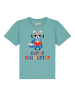 wat? Apparel T-Shirt Waschbär Superschwester in Teal Monstera