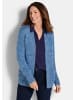 GOLDNER Kurzgröße:  Langarm Melange-Cardigan, flauschig in blau / gemustert